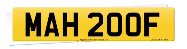 Registration number MAH 200F